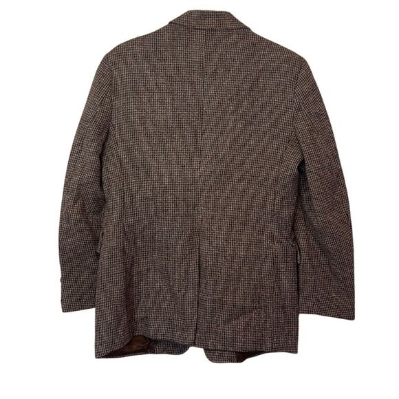 Handwoven Men’s Harris Tweed 100% Scottish Wool Blazer Brown Houndstooth Check - Picture 2 of 9
